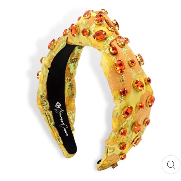 Brianna Cannon yellow metallic headband with Amber/ gold crystals - NWT comfy - Picture 7 of 8